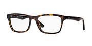 Dark tortoiseshell rectangular prescription eyewear frames with clear demo lenses