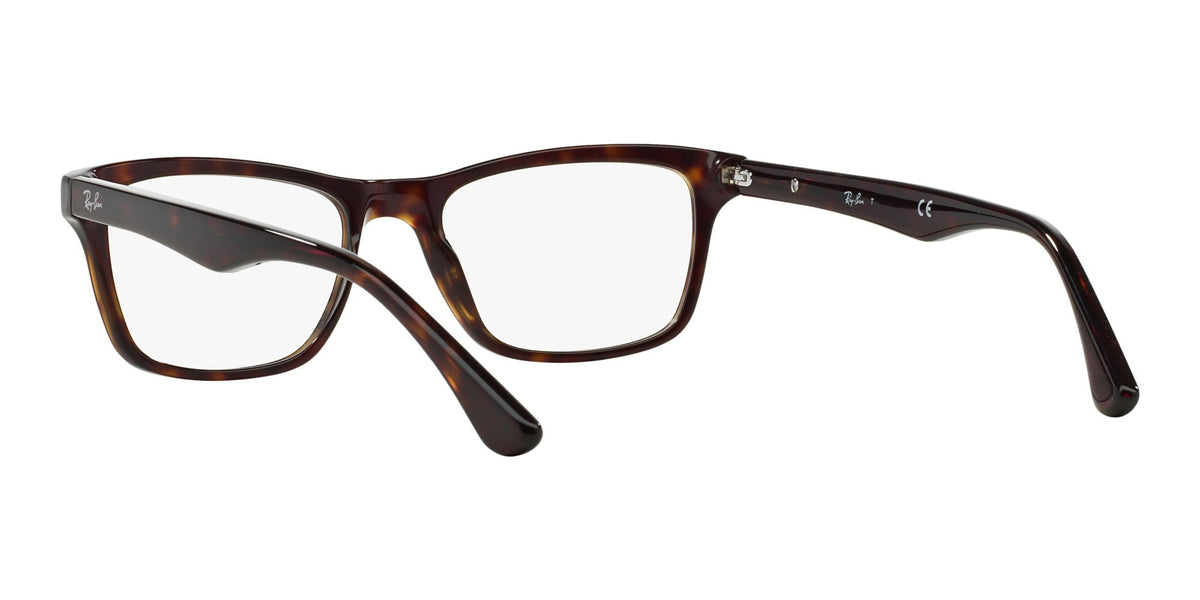 Dark tortoiseshell rectangular prescription eyewear frames, side profile with clear demo lenses