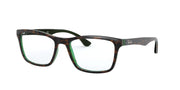 Ray-Ban RX5279 frames, havana rectangular with green-tinted accents and clear demo lenses