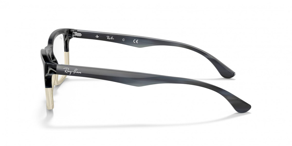 Ray-Ban RX5279 frames, dark black rectangular with clear demo lenses (side view)