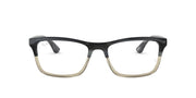 Ray-Ban RX5279 prescription frames, black front with clear/cream lower rim and demo lenses