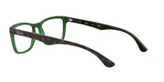 Ray-Ban RX5279 frames, green rectangular with havana trim and clear demo lenses (side view)