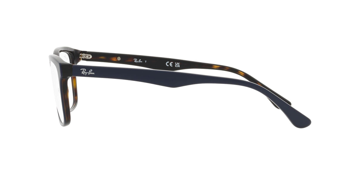 Ray-Ban RX5279 prescription frames, dark front with tortoise temples, demo lenses.