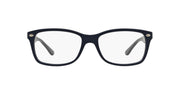 Matte black full-rim prescription eyeglass frames, straight temples, front view.