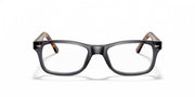 RX5228 prescription frames, dark grey front with small tortoiseshell temple tips