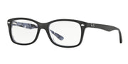 Ray-Ban RX5228 prescription frames, dark frames with blue patterned temple detail