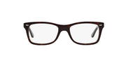 Ray-Ban prescription eyewear frames, dark tortoiseshell front with rectangular rounded lenses