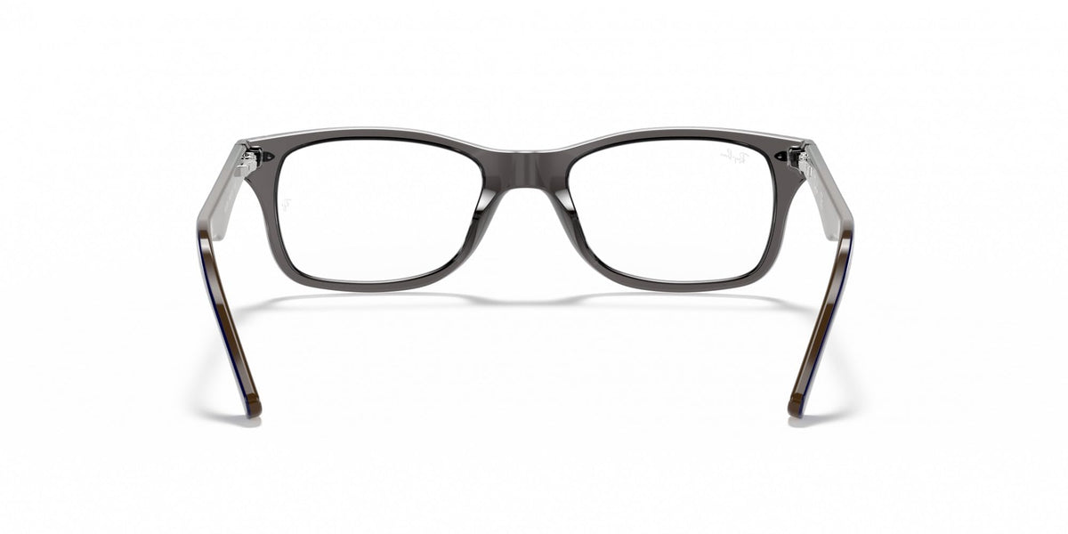 Clear gray full-rim prescription eyeglass frames with straight temples, front view.
