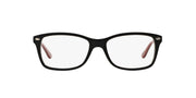 Ray-Ban RX5228 prescription frames, matte black with slim brown inner temples