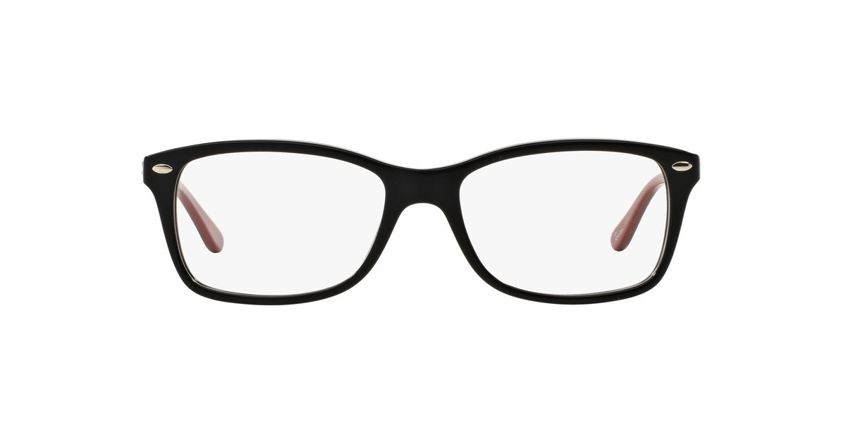 Ray-Ban RX5228 prescription frames, matte black with slim brown inner temples