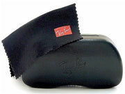 Ray-Ban eyeglass cleaning cloth pouch with black logo, folded