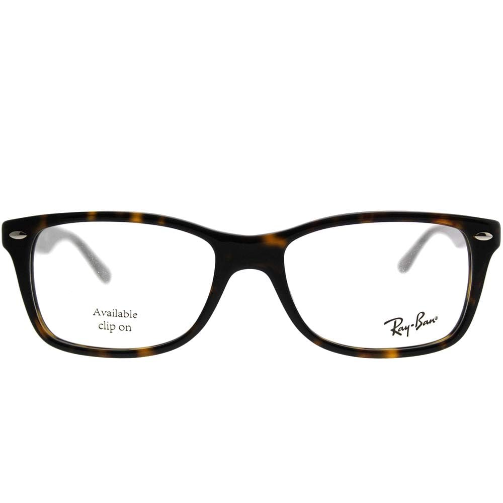 Black full-rim prescription eyeglass frames with tortoise temples, front view.