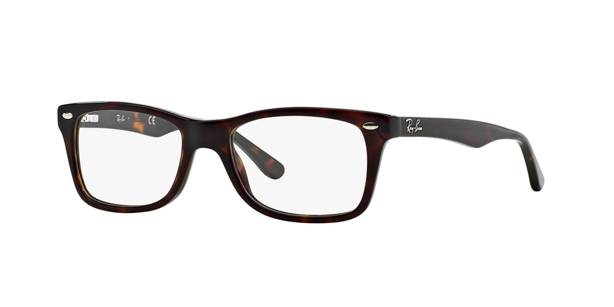 Ray-Ban Rx eyewear frames, dark havana with curved temples and clear lenses