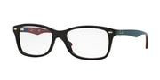 Ray-Ban RX5228 prescription frames, black with teal-accent temple tips