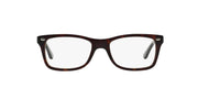 Ray-Ban prescription eyewear frames, dark tortoiseshell front with symmetrical rounded rectangular shape