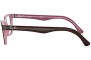 Ray-Ban RX5228 prescription frames, translucent pink front with dark brown temples