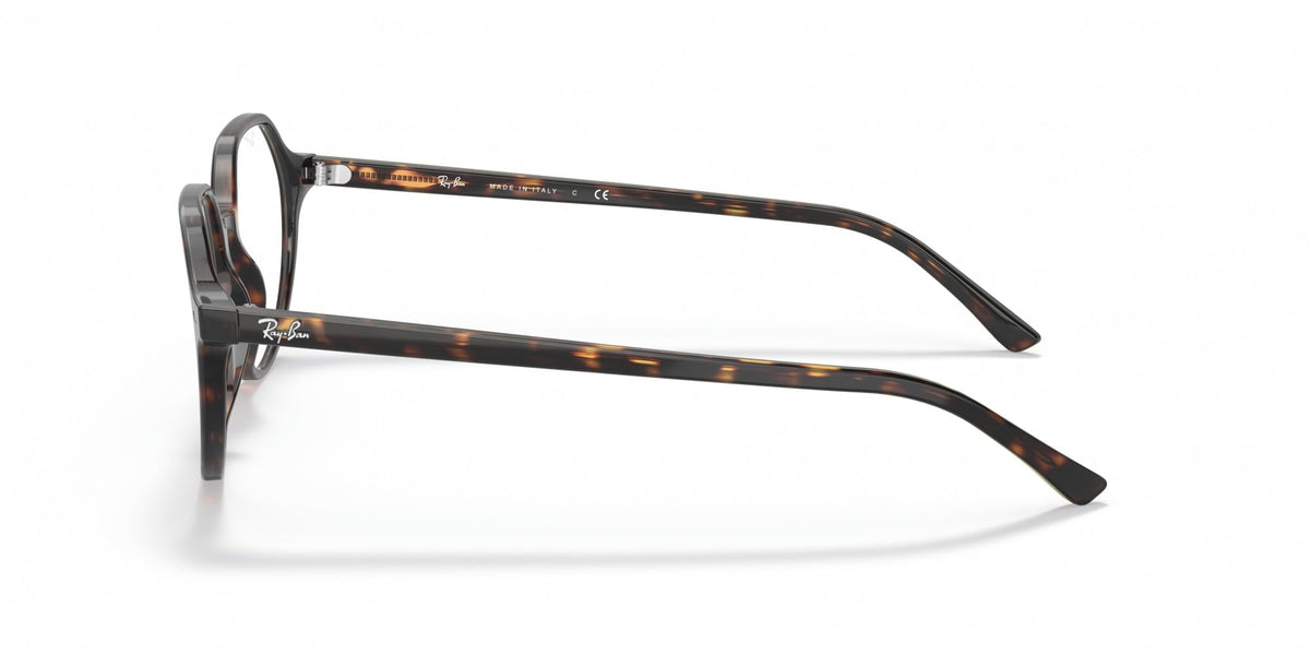 Ray-Ban prescription eyewear frames, side view in dark tortoise temple design