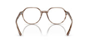 Havana brown prescription eyeglass frames, front view with round lens openings