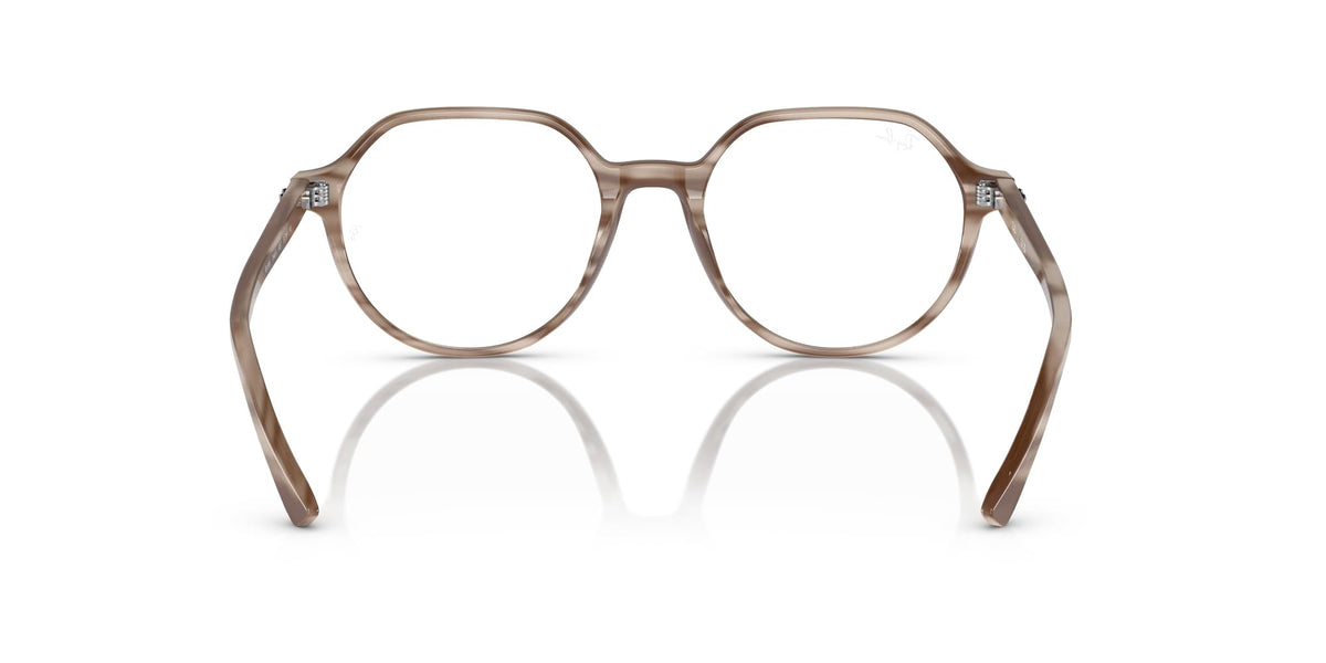 Havana brown prescription eyeglass frames, front view with round lens openings