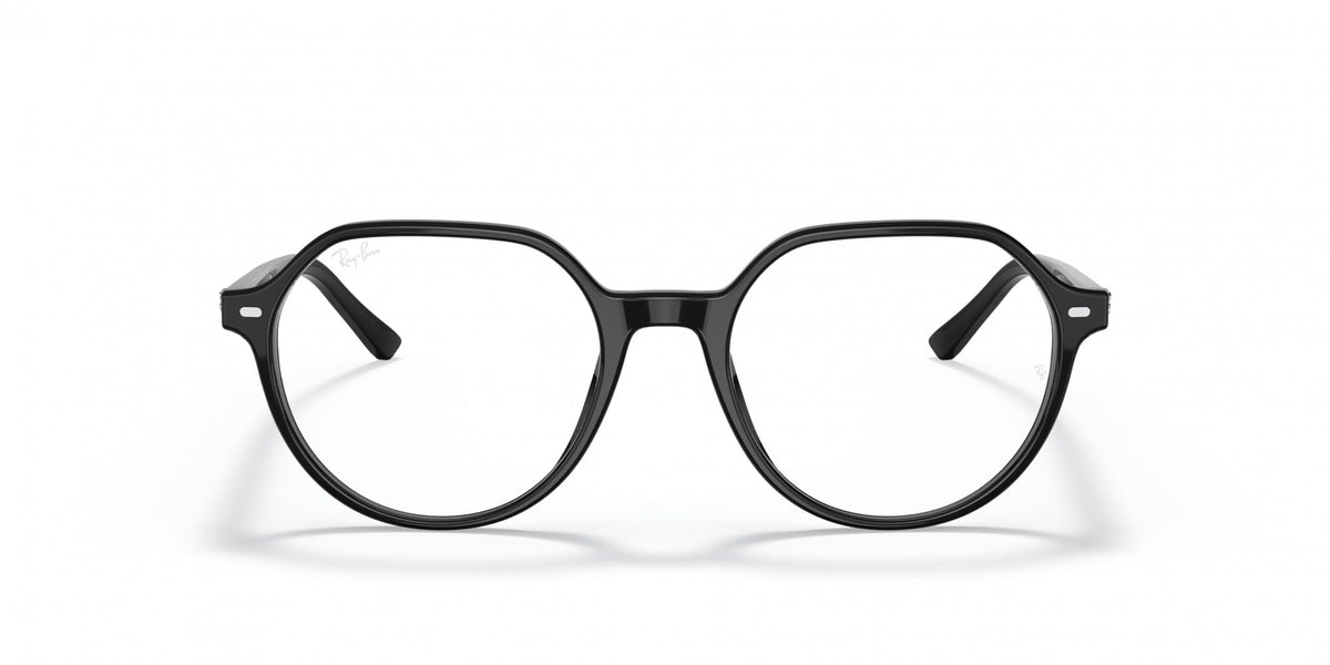 Ray-Ban RX5395 prescription frames, black front view round lenses