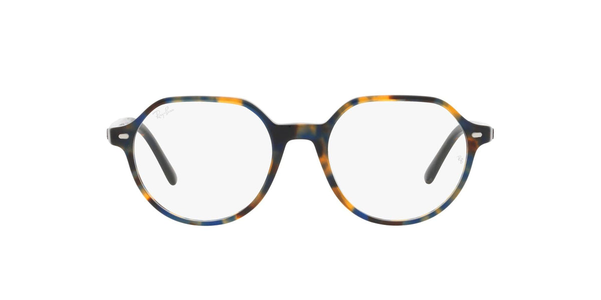Ray-Ban prescription eyeglass frames, top view with dark tortoise-pattern frames