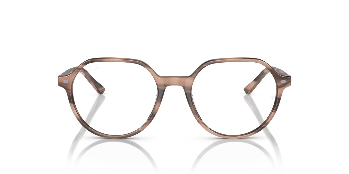 Ray-Ban RX5395 prescription frames, havana striped round eyeglass design