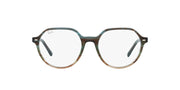 Dark olive round eyeglass frames with thick rims and curved metal temple ends
