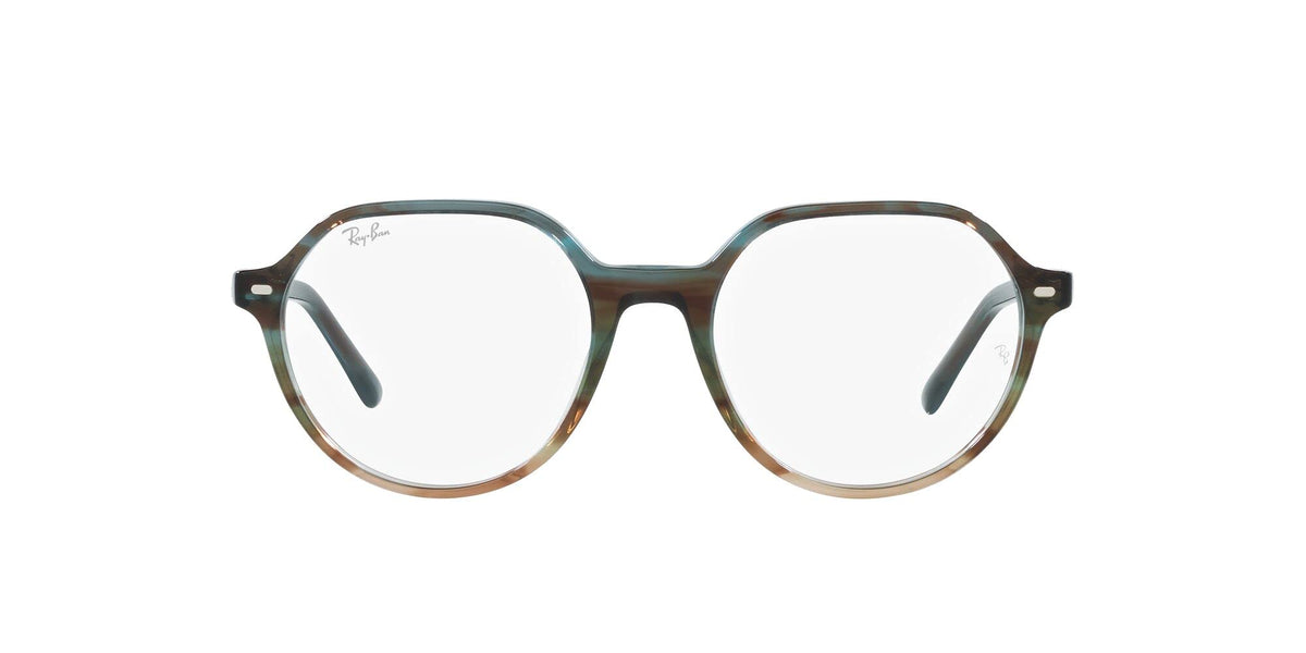 Dark olive round eyeglass frames with thick rims and curved metal temple ends