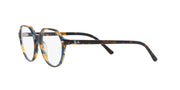 Ray-Ban prescription eyeglass frames, three-quarter side view in dark tortoise design