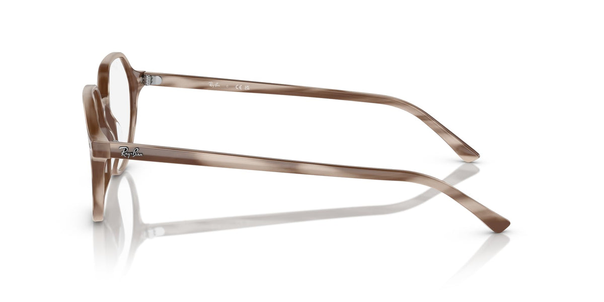 Havana brown prescription eyeglass frames, temple hinge side view