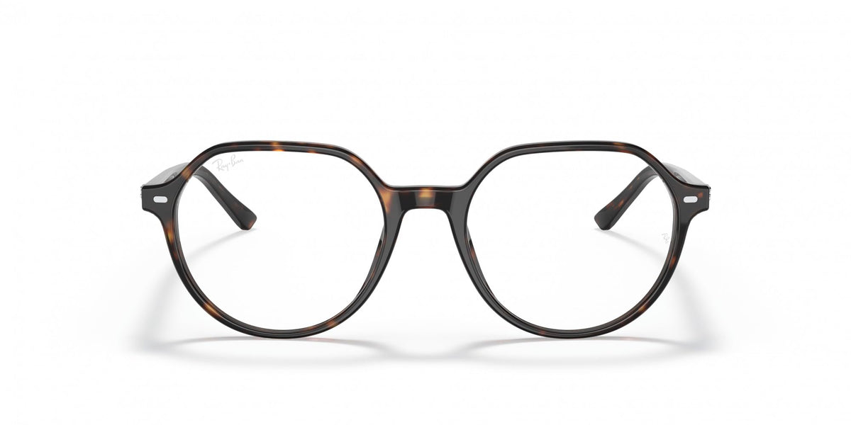 Ray-Ban prescription eyeglass frames with dark tortoise-pattern round lenses