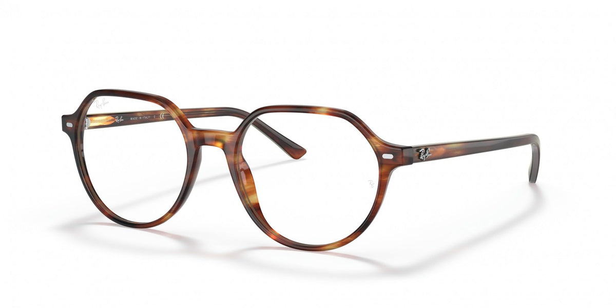 Ray-Ban RX5395 prescription frames, angled view with dark tortoise front