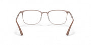 Light brown eyeglass frames with rectangular lenses and metal bridge, demo lenses