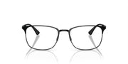 Matte black eyeglass frames with rectangular lenses and slim bridge, demo lenses