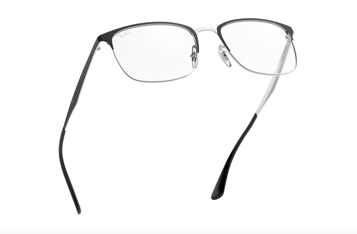 Ray-Ban RX6421 black rectangular eyeglass frames with clear lenses, side profile