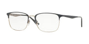 Ray-Ban RX6421 beige rectangular eyeglass frames with clear demo lenses, front view