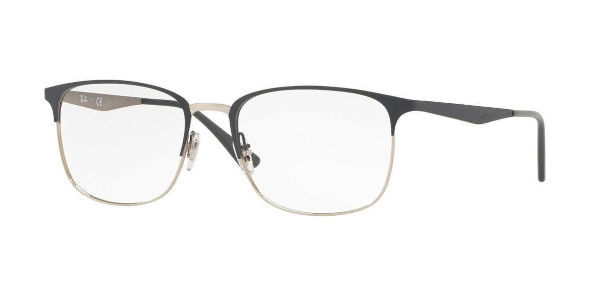 Ray-Ban RX6421 beige rectangular eyeglass frames with clear demo lenses, front view