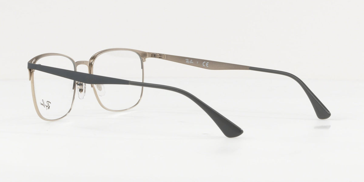 Ray-Ban RX6421 beige rectangular eyeglass frames with clear lenses, side profile