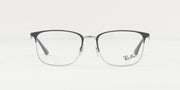 Ray-Ban RX6421 beige rectangular eyeglass frames with clear lenses, centered front