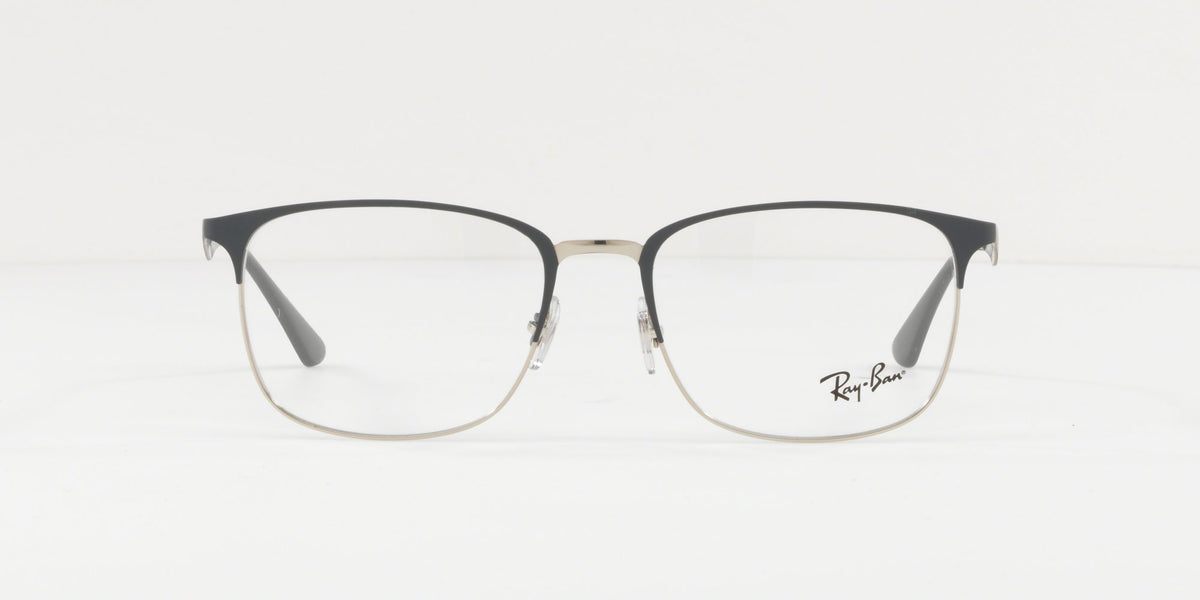 Ray-Ban RX6421 beige rectangular eyeglass frames with clear lenses, centered front