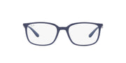 Ray-Ban prescription eyeglass frames, matte blue, front view with demo lenses