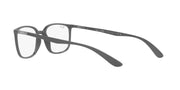 Ray-Ban RX7208 matte black prescription frames, alternate angle with clear lenses
