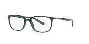 Ray-Ban RX7208 matte green prescription frames, front angle with clear lenses