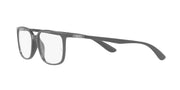 Ray-Ban RX7208 matte black prescription frames, three-quarter view with clear lenses