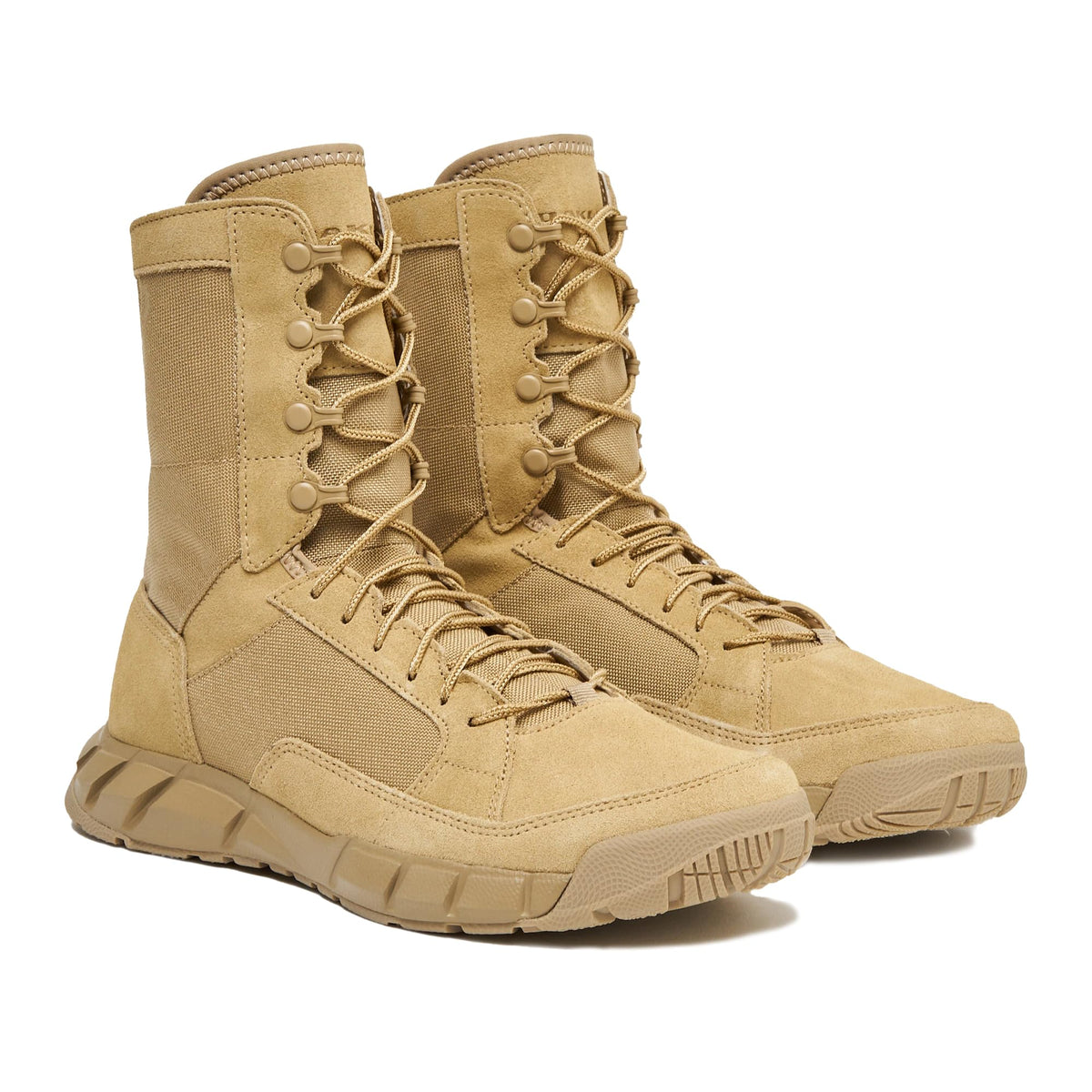 Men's desert tan lace-up boot with padded collar and treaded rubber outsole