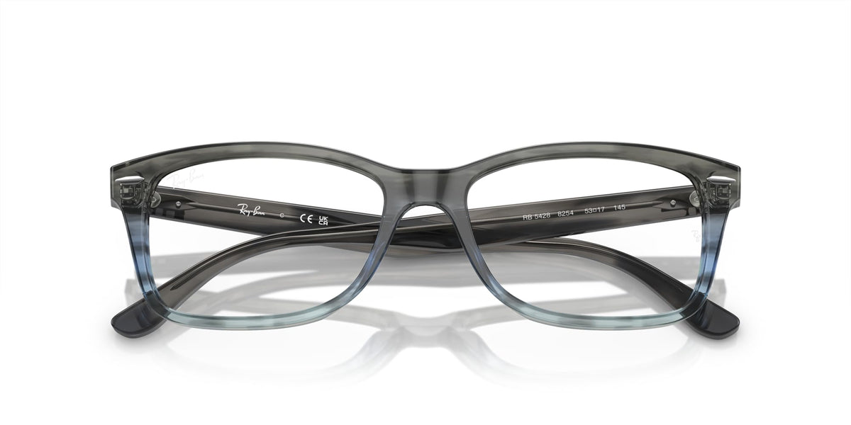 Ray-Ban RX5428 prescription frames, dark gray translucent, bridge and temple detail