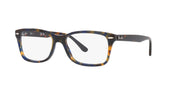 Ray-Ban prescription eyeglass frames, tortoise design with blue and orange accents