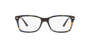 Ray-Ban prescription eyeglass frames, dark tortoise pattern with blue inner accents