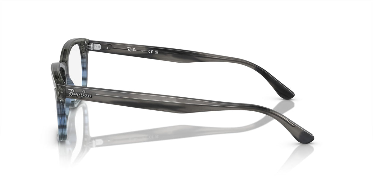 Ray-Ban RX5428 prescription frames, dark gray translucent temples with logo