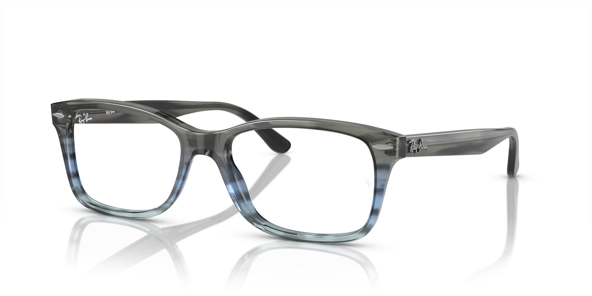 Ray-Ban RX5428 prescription frames, dark gray translucent, side profile view